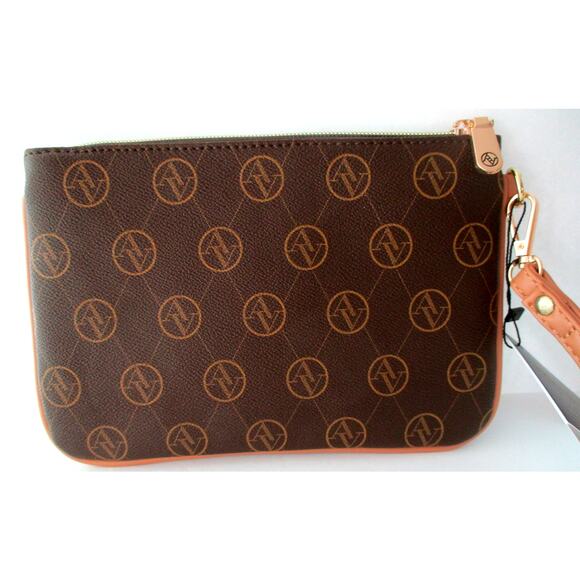 Adrienne Vittadini Women's Brown Signature Clutch Bag With Detachable Strap NWT - Picture 4 of 10